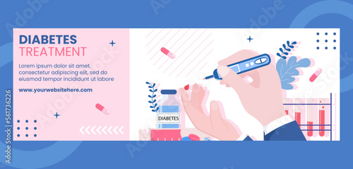 Diabetes Testing Healthcare Cover Flat Cartoon Hand Drawn Templates Illustration