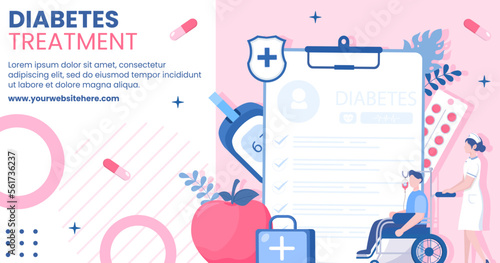 Diabetes Testing Healthcare Social Media Post Flat Cartoon Hand Drawn Templates Illustration