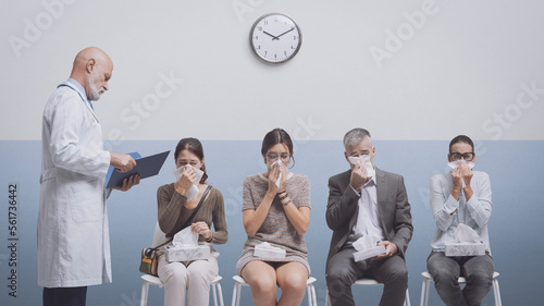 Tableau sur toile People with cold and flu at the hospital