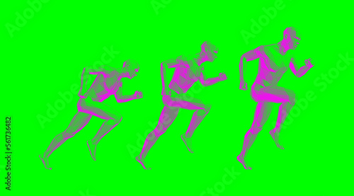 Running step. Marathon runner. Design for sport. 3D human body model. Vector for brochure  flyer  presentation  logo or banner.