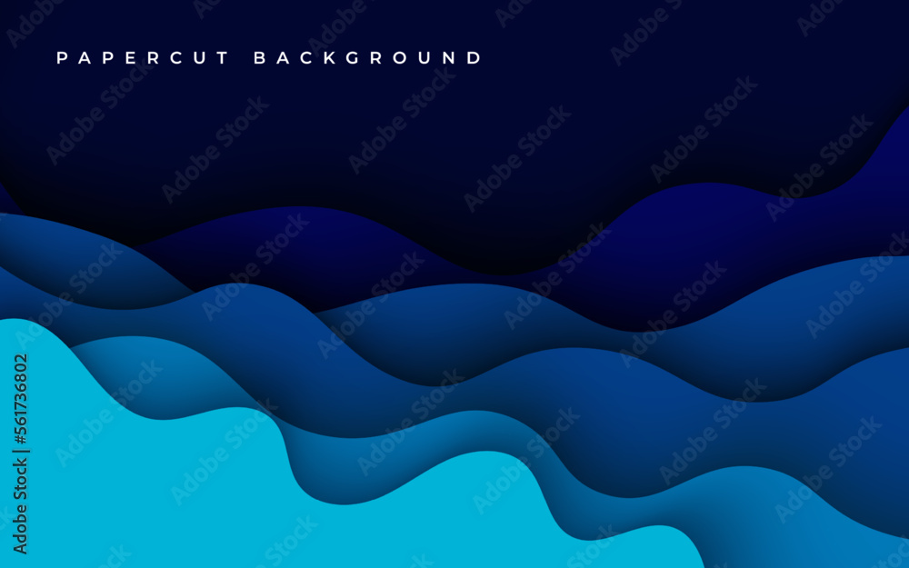 Multi layers blue texture 3D papercut layers in gradient vector banner ...