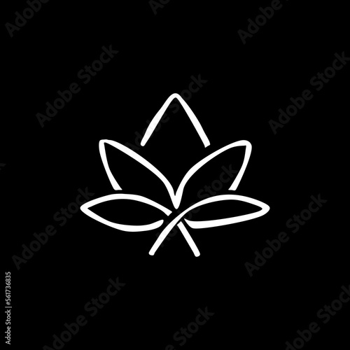 Lotus  icon on black background. photo