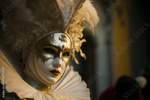 people wearing masks at the Venice Carnival. venetian carnival mask. Generative Ai