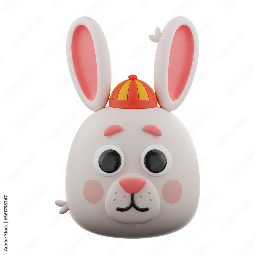 Premium chinese new year rabbit icon 3d rendering on isolated background PNG Premium chinese new year rabbit icon 3d rendering on isolated background PNG
