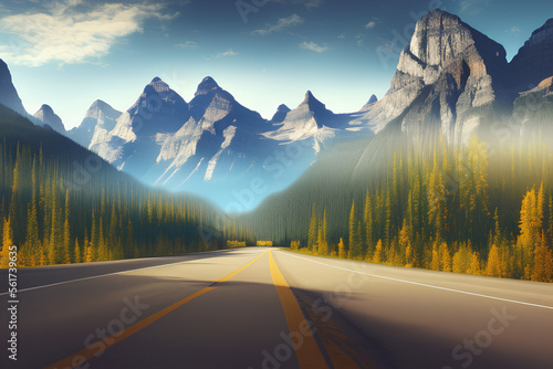 A scenic road in Canadian Rockies
