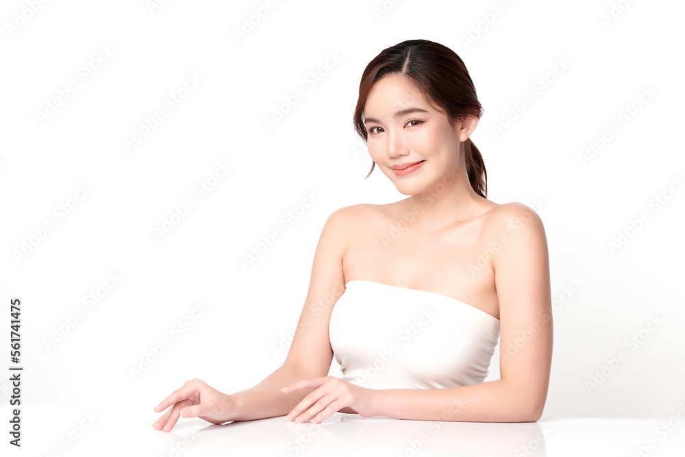 Beautiful young asian woman with clean fresh skin on white background, Face care, Facial treatment, Cosmetology, beauty and spa, Asian women portrait. Beautiful young asian woman with clean fresh skin on white background, Face care, Facial treatment, Cosmetology, beauty and spa, Asian women portrait.