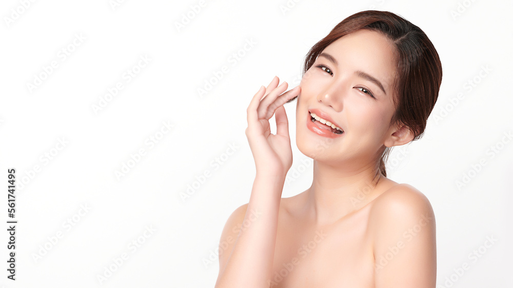 Beautiful young asian woman with clean fresh skin on white background, Face care, Facial treatment, Cosmetology, beauty and spa, Asian women portrait. Beautiful young asian woman with clean fresh skin on white background, Face care, Facial treatment, Cosmetology, beauty and spa, Asian women portrait.
