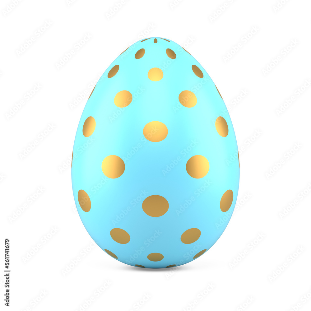 Art Easter egg blue ornamental polka dot golden decor design realistic 3d icon illustration Art Easter egg blue ornamental polka dot golden decor design realistic 3d icon illustration