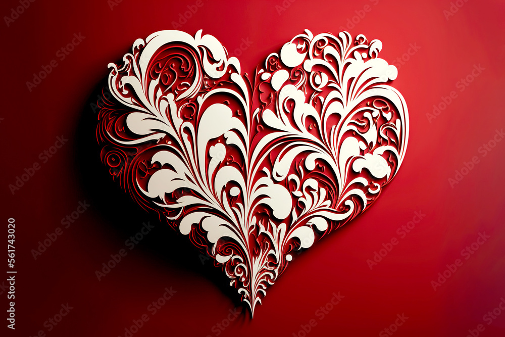Valentines day red heart on red background