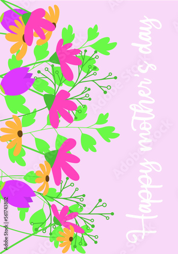 Flowers card for Mother's Day. Vector illustraiton 