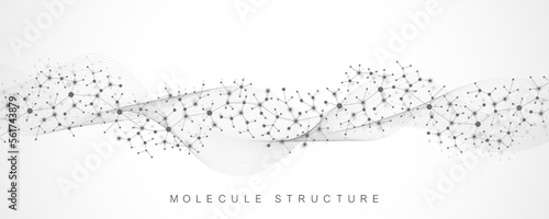 Scientific vector illustration genetic engineering, DNA helix, DNA strand, molecule or atom, neurons. Genomic sequences visualization. Abstract structure for Science or medical background.