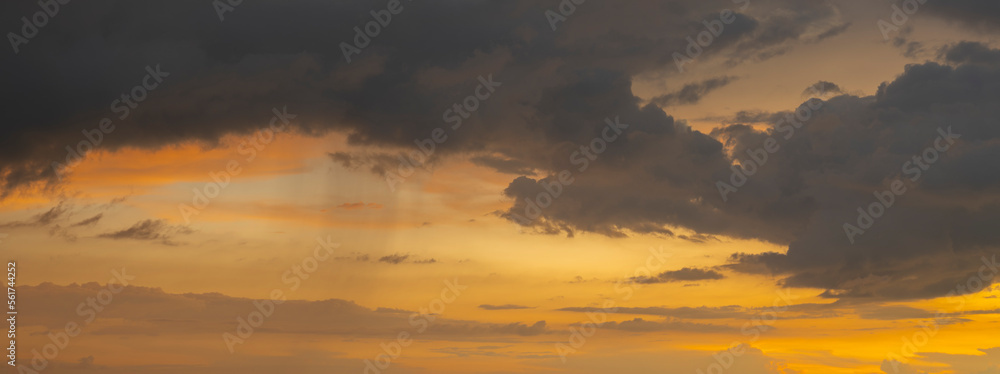 The sky before the rain. Black cloudy sunset tropical sky background