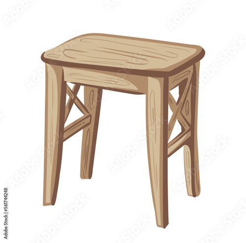 vector illustration of a four-legged wooden stool on a white background. interior component vector illustration