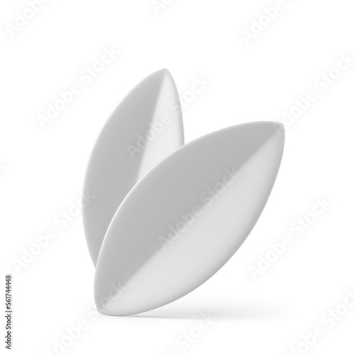White summer leaves foliage Easter decorative element 3d icon realistic illustration