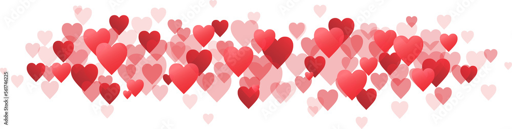 Red hearts overlay (centred and in various sizes) on transparent background