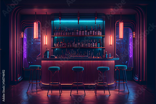 Contemporary Bar wallpaper. generative ai Fototapet