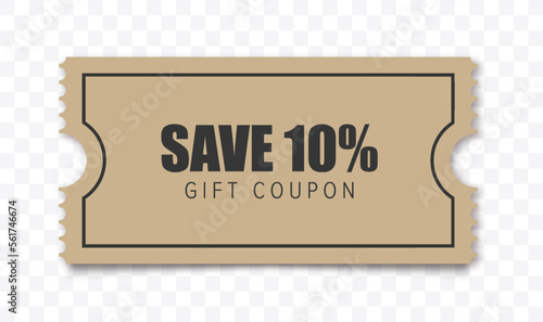 Coupon Discount. Vector Gift Voucher Isolated.