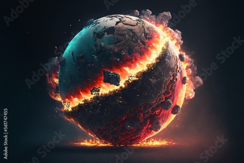 earth, planet, globe, space, broken, break, world, map, global, night, 3d, sun, sphere, blue, ocean, atmosphere, astronomy, universe, light, continent, black, fire, sea, sky, solar, warming, clouds