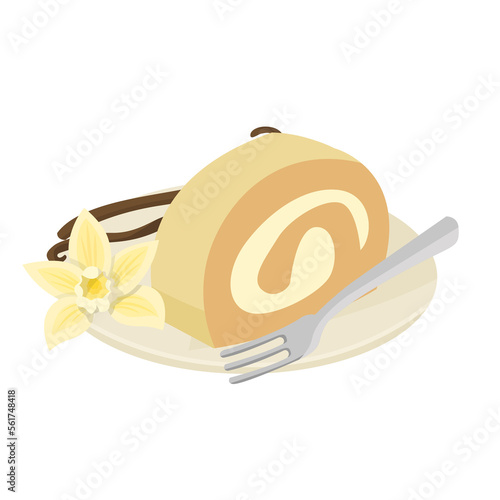 vanilla roll cake on plate