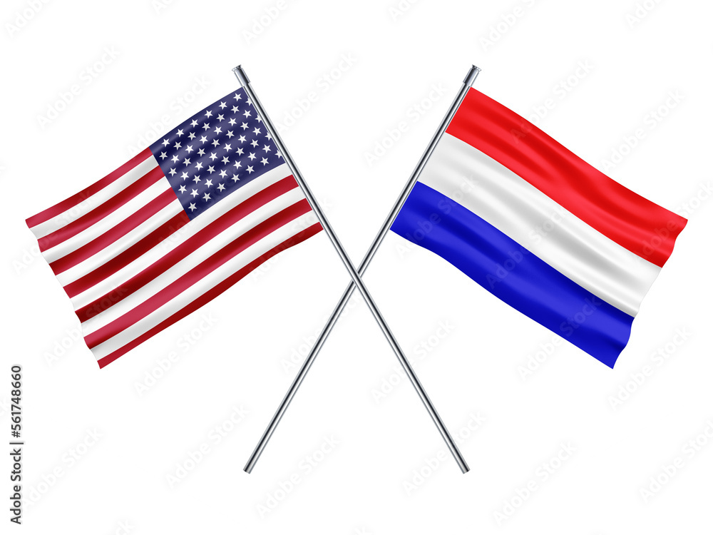 USA Netherlands Friendship Flag 3d Illustration