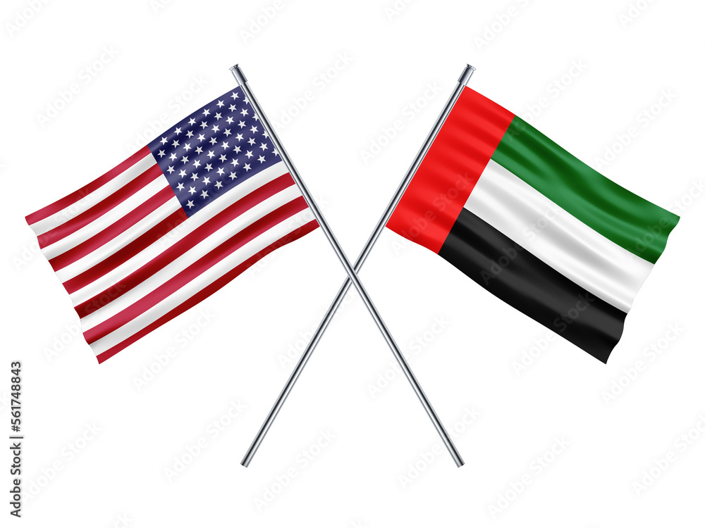 USA UAE Flag 3d Illustration