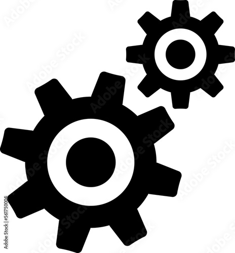 Gear, vector icon. Two black gears on a white background.