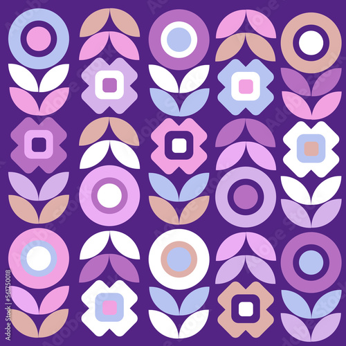 Abstract geometric poster with a pattern of simple geometric shapes in delicate colors. Digital graphics are suitable for interior decoration, book covers and textiles