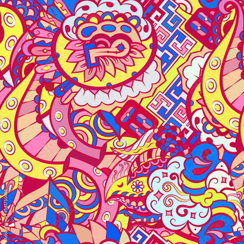 Tracery seamless pattern. Mehndi design. Ethnic doodle texture. Curved doodling background. Vector