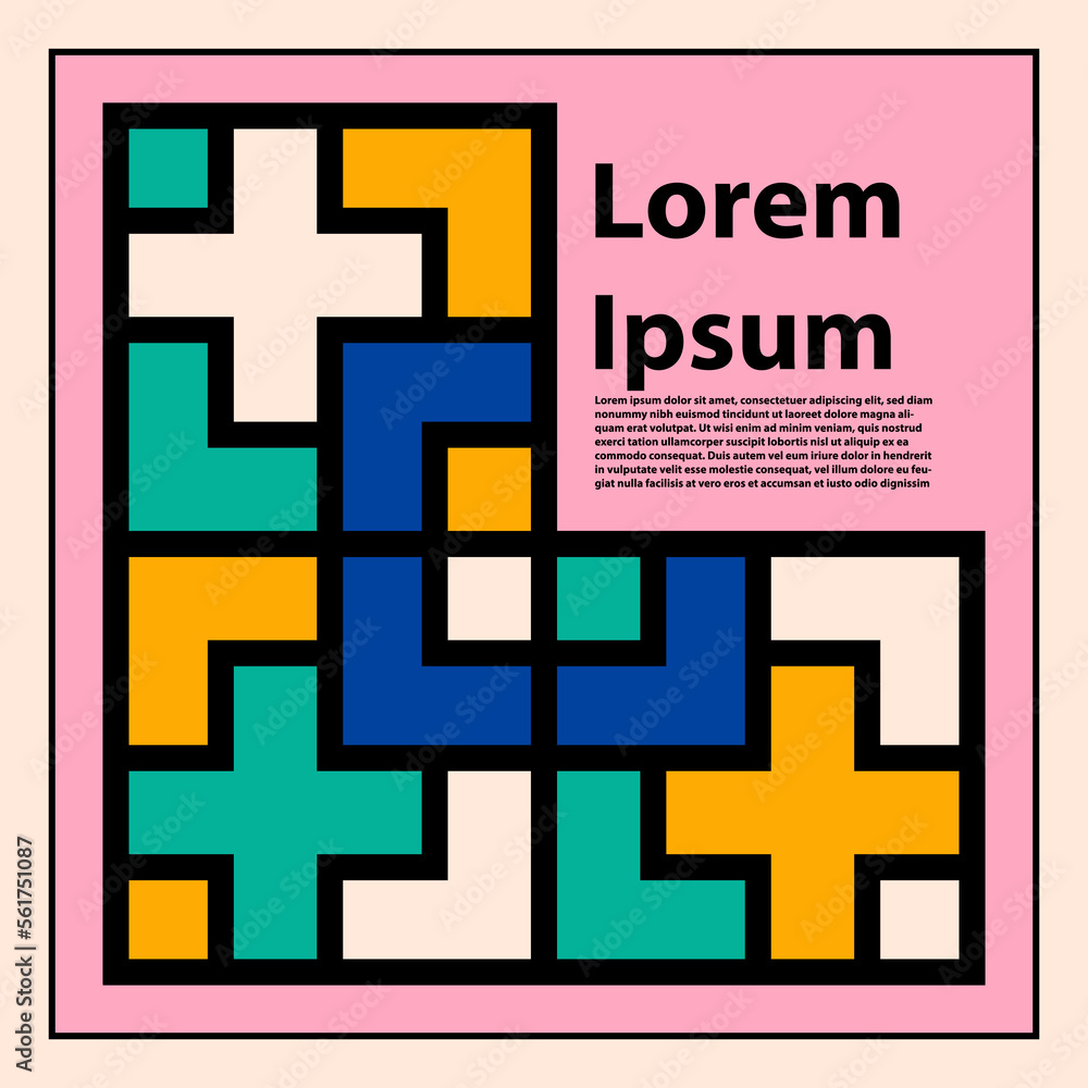 Fototapeta premium Colorful geometric background with empty space for title and description. suitable for web landing page, sticker, banner and Disc Cover.