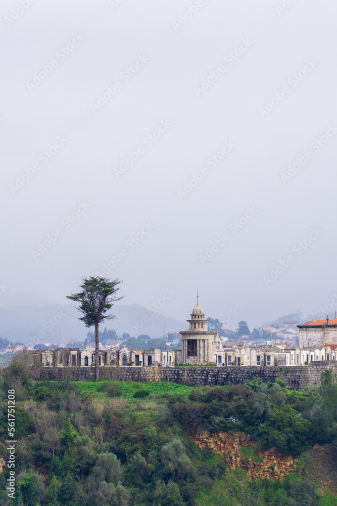 View of the ancient Catholic cemetery on a hill in Coimbra