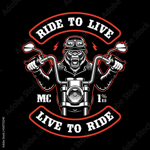 Gorilla Rider Biker Patch on a dark background