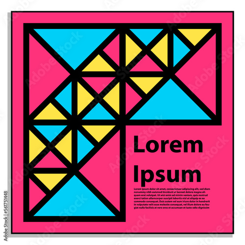Colorful geometric background with empty space for title and description. suitable for web landing page, sticker, banner and Disc Cover.