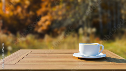 cup of coffee on a wooden table