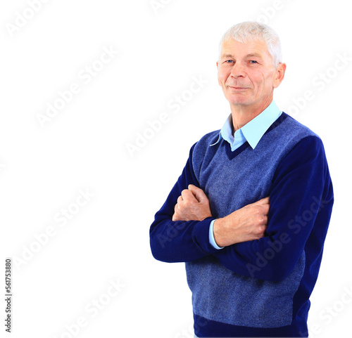 Foto Portrait of a successful senior man standing over white background