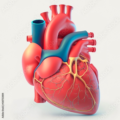Fototapeta kuchenna Human health medical. Heart vector on white background. Realistic human heart anatomy illustration. generative ai