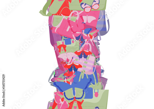 Background pattern abstract design texture. Vertical seamless stripe. Border frame, transparent background. Theme is about Red Admiral, handbag, elegance, wildlife, cosmetology, ointment