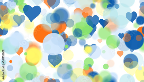 Background pattern abstract design texture. Seamless. With hearts. Theme is about inspiration, graphic, overlay, defocused, blending, lights, colors, pattern, circle, blurry, relations