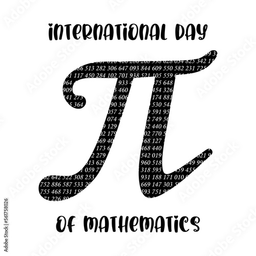 Happy international day of mathematics vector background illustration. World Pi Day banner