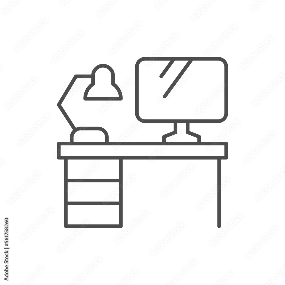 Office desk line outline icon Office desk line outline icon