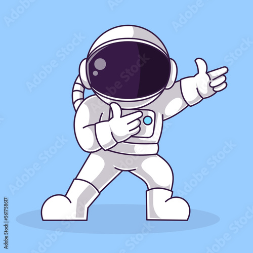 cool astronaut Cartoon Illustration, suitable use as icon or logo Vector file. Isolated Premium Vector icon, every object is on separated layer. Flat Cartoon Style