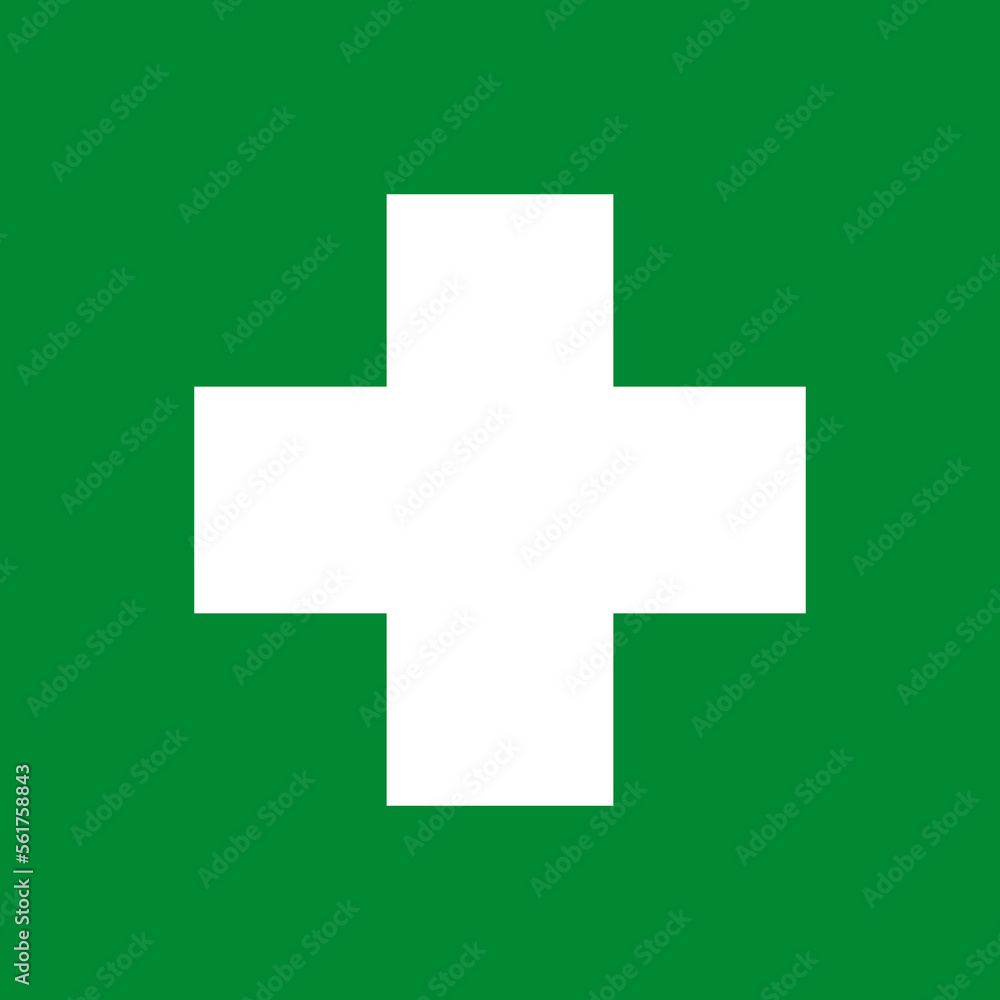 White cross on isolated green background. Medical symbol. Vector illustration. White cross on isolated green background. Medical symbol. Vector illustration.