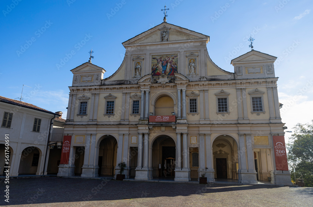SERRALUNGA DI CREA, ITALY, NOVEMBER 10, 2022 - View of Diocesan Shrine of Our Lady of Crea, Province of Alessandria, Piedmont, Italy