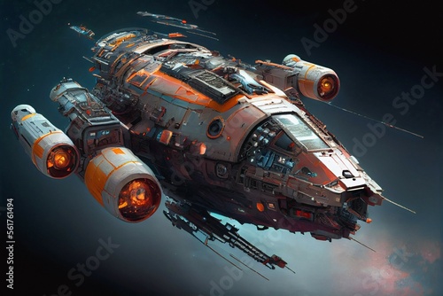 Billede på lærred sci-fi spaceship space ship transport intergalactic travel concept art, generati