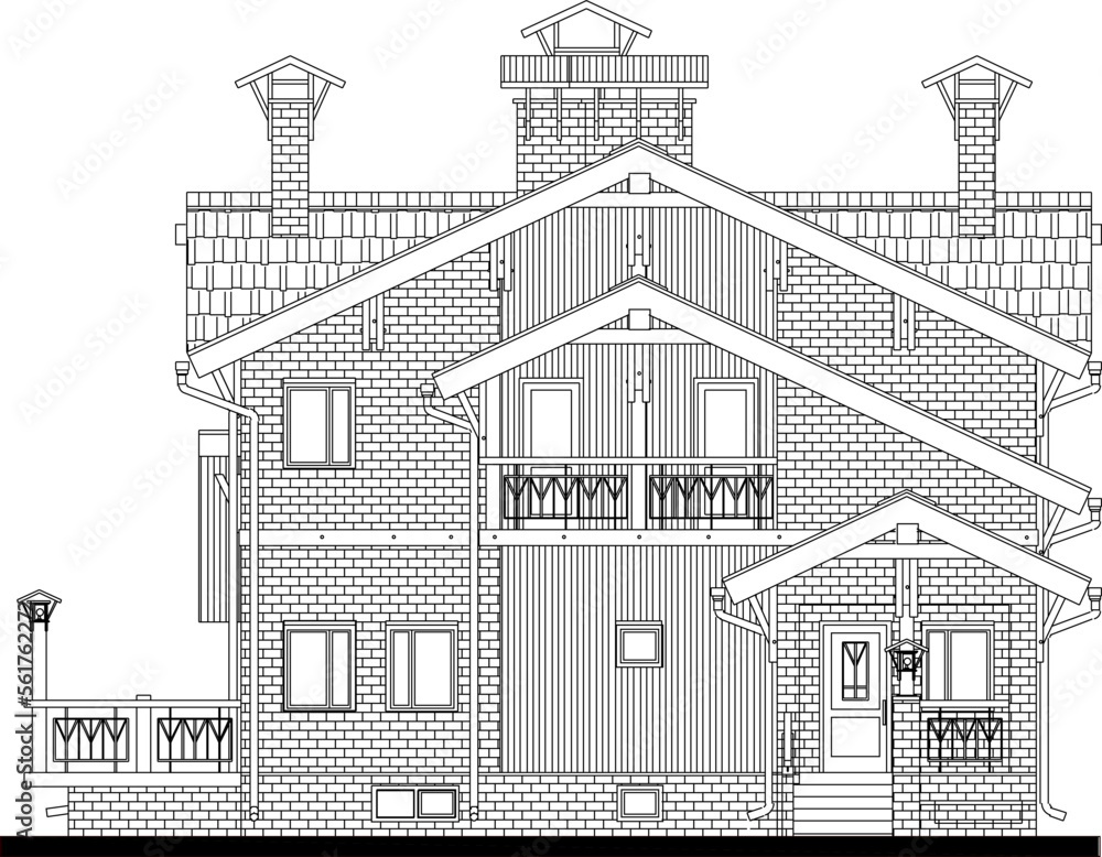 illustration of a house sketch vector illustration of an old classical model magnificent villa