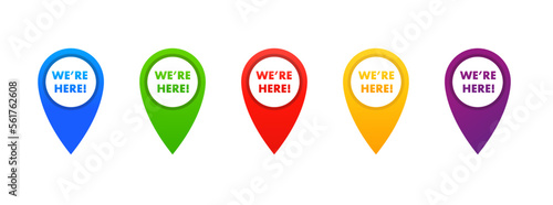 Set we here location vector icon.We're here. Location symbol. Vector flat sign isolated on white background. Vector illustration
