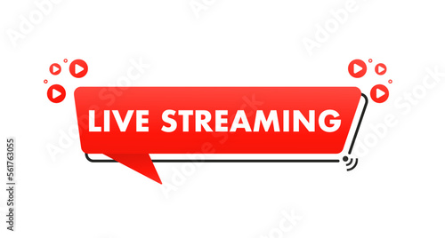 Live webinar button, icon, emblem. Live streaming shortcut. Can be used for business, marketing and advertising. Isolated on a white background. Banner in social networks. Vector illustration