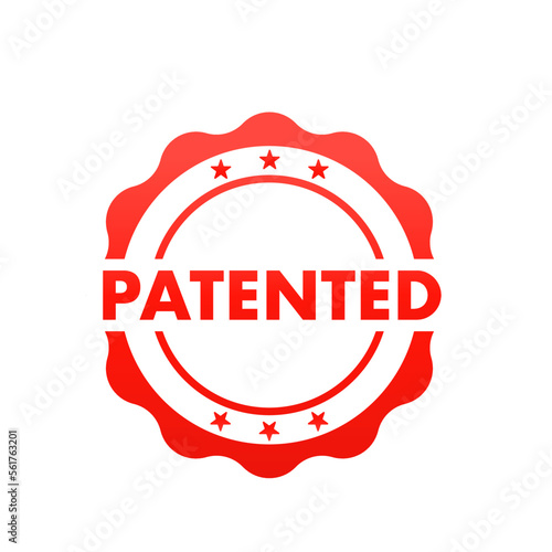 Proprietary label. The patented sign of the red stripe. Patented patented stamp. Patented licensed mark. Vector illustration