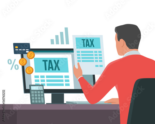 Online e-tax payment on computer