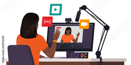 Professional youtuber and influencer livestreaming on social media