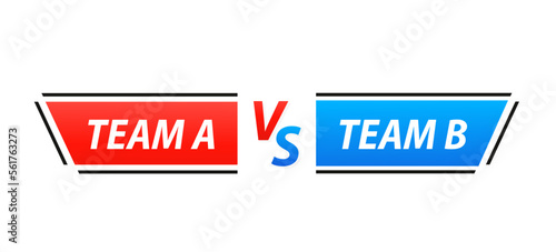 Scoreboard versus team A vs team B for sport lower third. Vs battle lower third, scoreboard team a versus team b, red and blue, elegant for duel sport, competition. Vector illustration